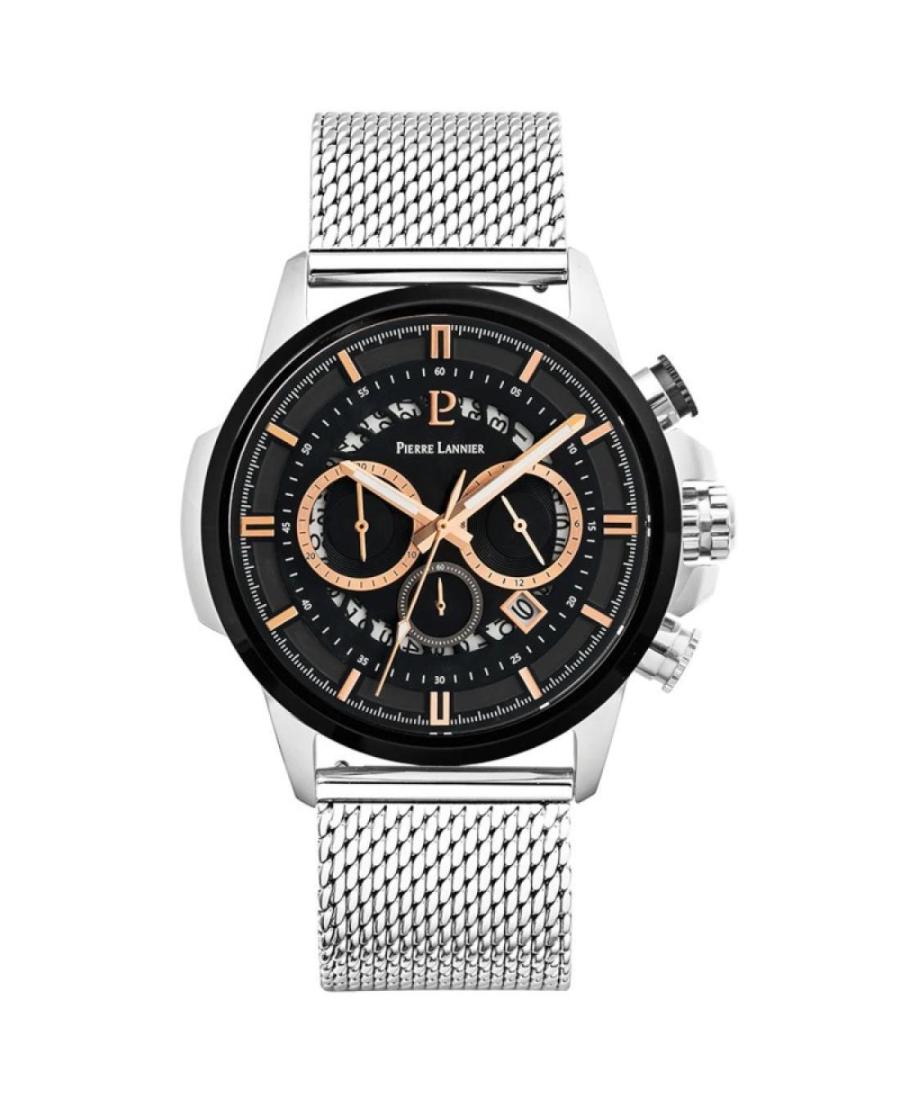 Men Fashion Klasické Quartz Analog Watch Chronograph PIERRE LANNIER 236D131 Černá Dial 44mm
