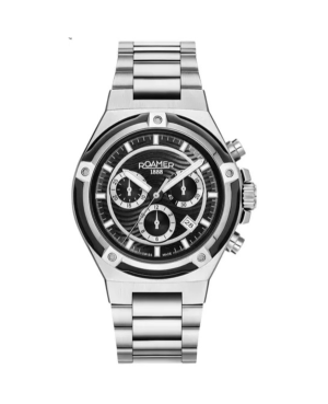 Men Swiss Quartz Watch ROAMER 221837 41 55 20 Black Dial 42mm