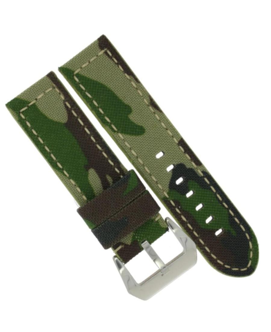 Watch Strap Diloy 370.24.11 Green Braun Textile Grün 24 mm