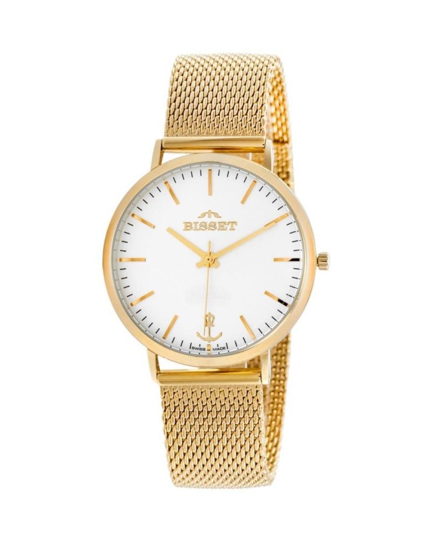 Vyriškas Klasikinis Swiss Kvarcinis Rodyklinis Watch BISSET BSDE65GISX05BX Balta Dial 40mm