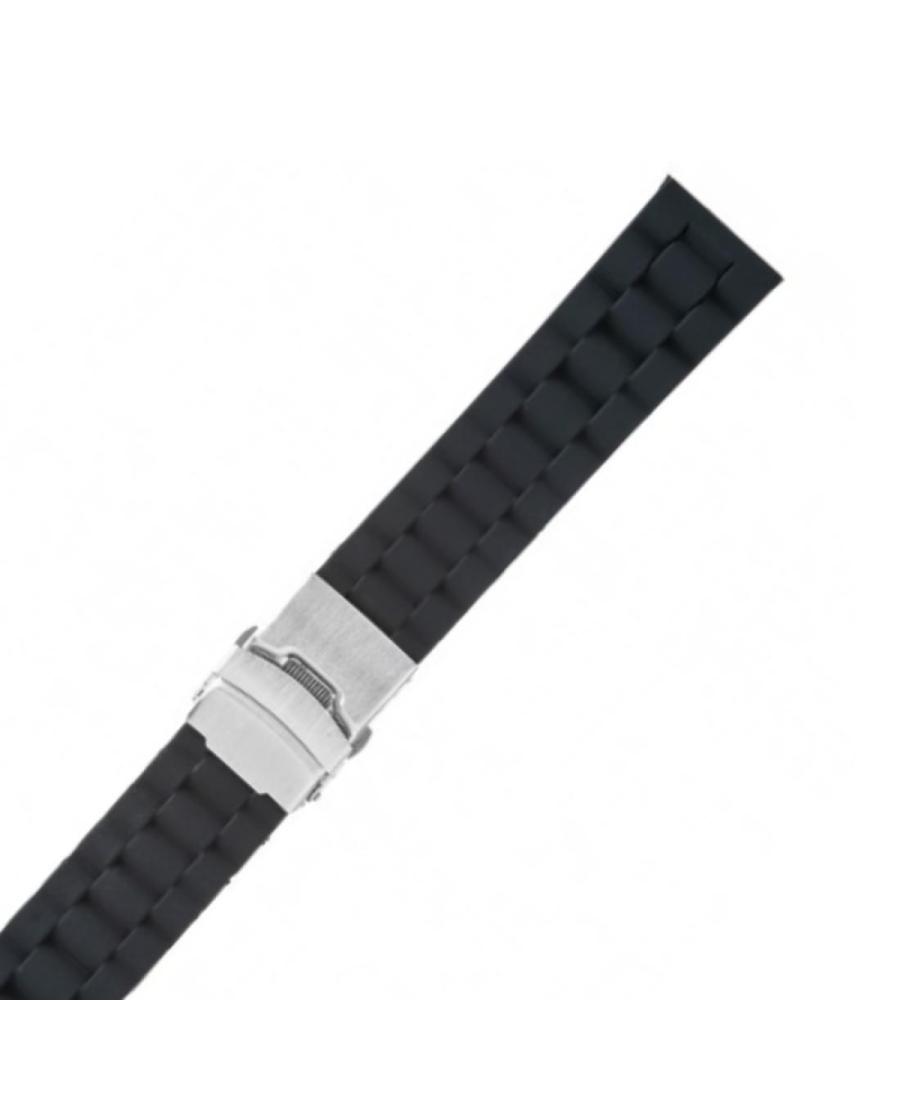 Watch Strap Diloy SBR31.01.22 Black Silicone Schwarz 22 mm