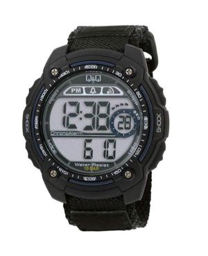 Men Sports Japan Quartz Digital Watch Alarm Q&Q M075J004Y Silver color Dial 50.6mm