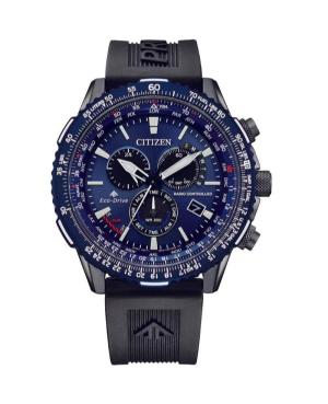 Мужские Спортивные Дайверские Японские Eco-Drive Аналоговый Часы Хронограф CITIZEN CB5006-02L Синий Циферблат 45mm