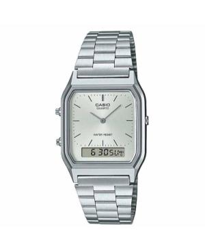 Men Japan Quartz Digital Watch Alarm CASIO AQ-230A-7AMQYES Silver Dial 28mm