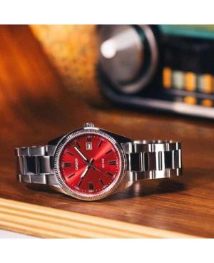 Men Klassisch Japan Quartz Analog Watch CASIO MTP-1302PD-4AVEF Rot Dial 38mm image 3