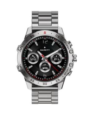 Men Sports Functional Fashion Smart watch Quartz Digital Watch GARETT V14 Silver Steel Černá Dial 47mm