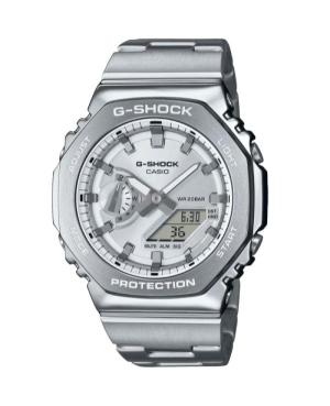 Mężczyźni sportowy Funkcjonalny Diver Japonia kwarcowy cyfrowe Zegarek Timer CASIO GM-2110D-7AER G-Shock Srebrna Wybierz