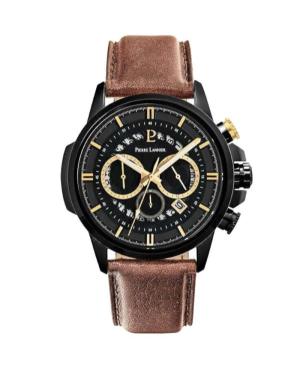 Men Fashion Classic Quartz Analog Watch Chronograph PIERRE LANNIER 237F434 Black Dial 44mm