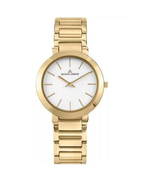 Women Fashion Classic Quartz Analog Watch JACQUES LEMANS 1-1842.1E White Dial