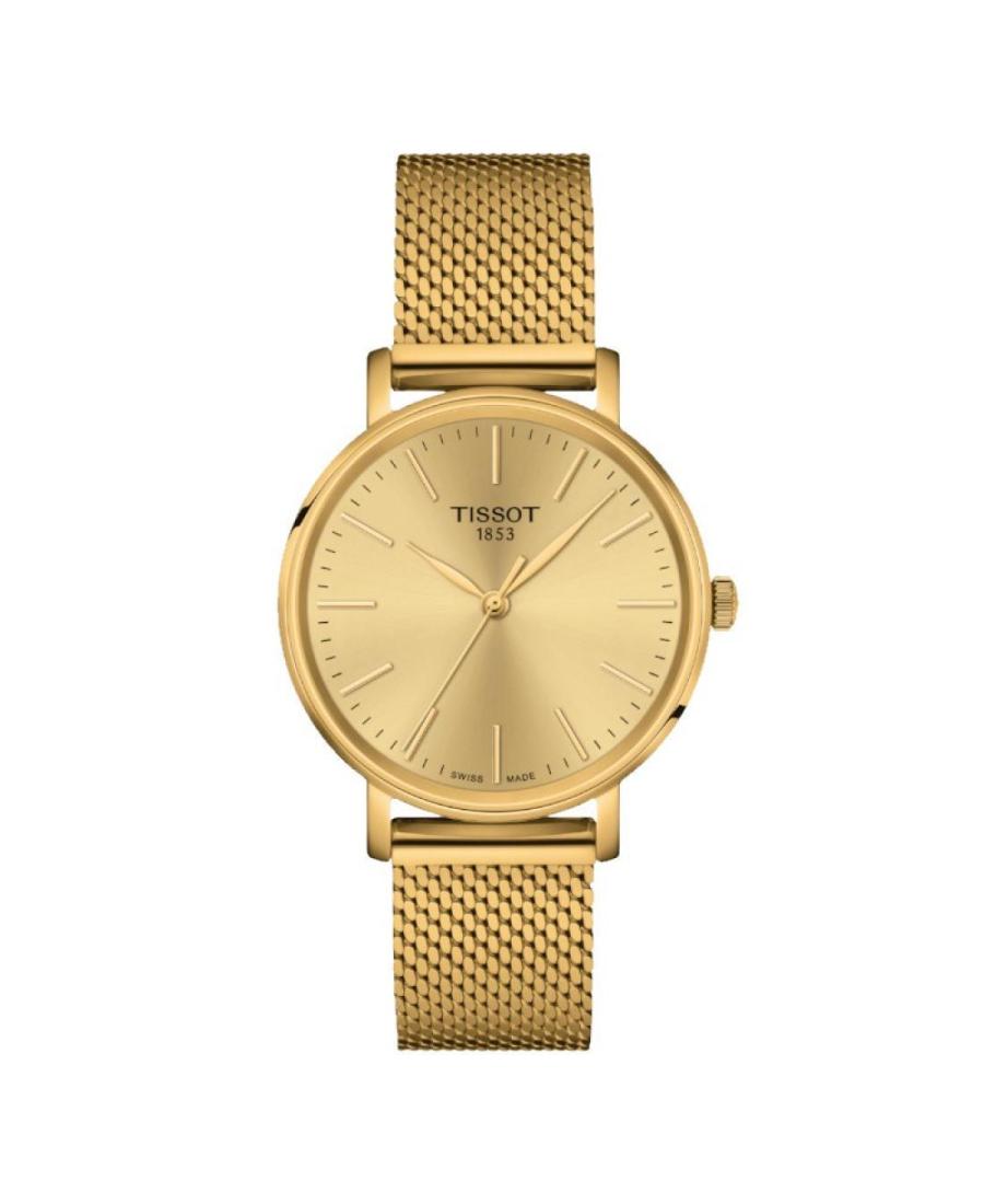 Women Klassisch Swiss Quartz Watch TISSOT T143.210.33.021.00 Golden Dial