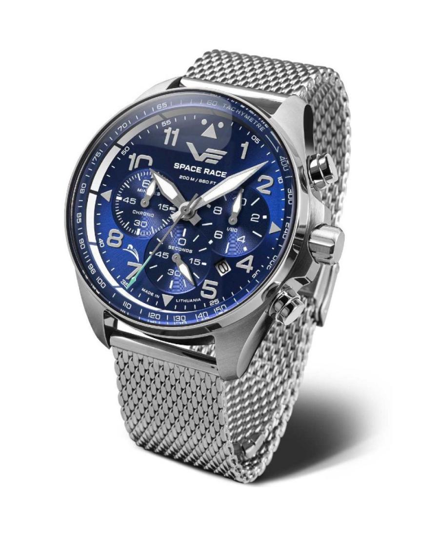 Men Diver Quartz Analog Watch Chronograph VOSTOK EUROPE 6S20-325A742Br Blau Dial 46mm