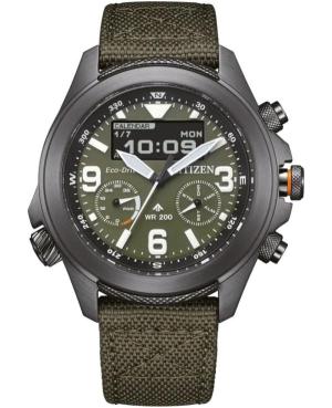 Vyriškas Sportinis Su funkcijomis Diver Japoniškas Kvarcinis Rodyklinis Watch Alarm CITIZEN JV1005-02W Žalia Dial 44mm