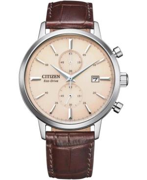 Men Klassisch Japan Eco-Drive Analog Watch Chronograph CITIZEN CA7061-26X Braun Dial 42mm