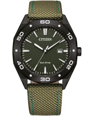 Мужские Спортивные Японские Eco-Drive Аналоговый Часы CITIZEN BM7635-01X Зелёный Циферблат 41mm