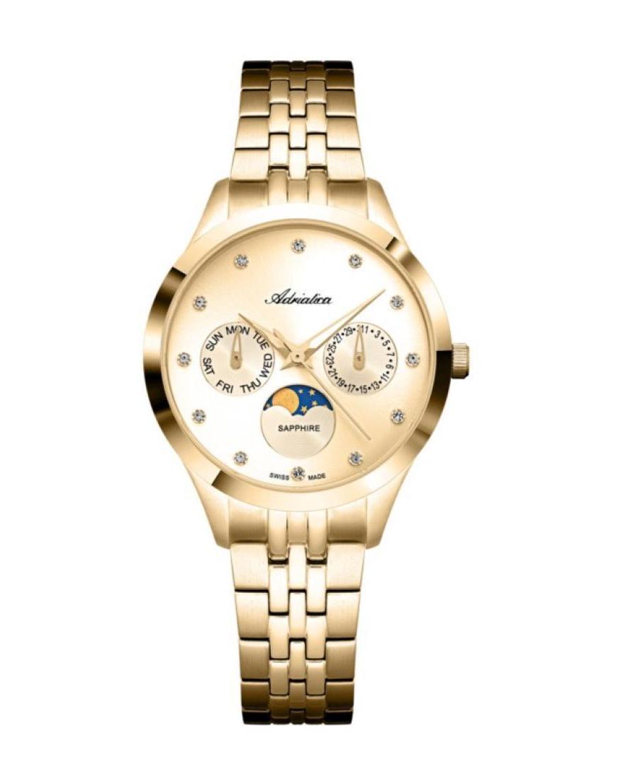 Women Classic Analog Swiss Quartz Watch ADRIATICA Gold color Dial 34mm A3833.1141QF