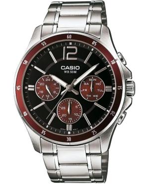 Vyriškas Klasikinis Japoniškas Kvarcinis Rodyklinis Watch CASIO MTP-1374PD-5AVEF Juodas Dial 44mm