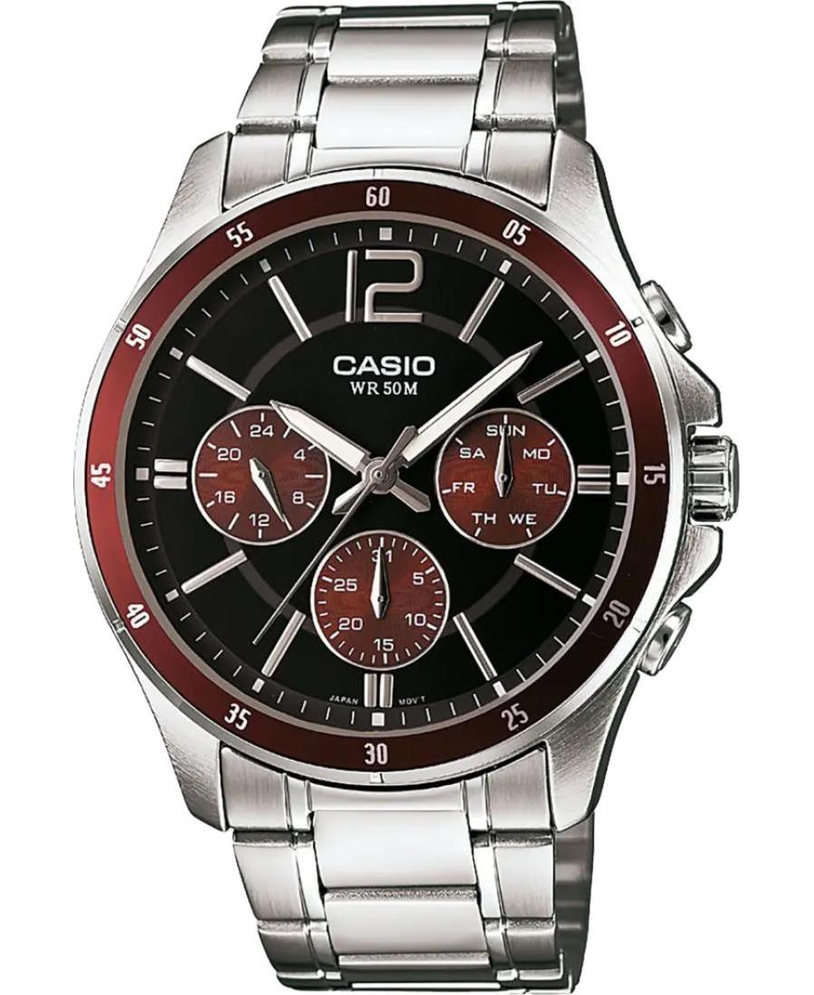 Men Classic Japan Quartz Analog Watch CASIO MTP-1374PD-5AVEF Black Dial 44mm