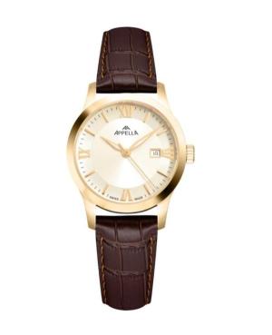 Women Classic Analog Swiss Quartz Watch APPELLA Gold color Dial 31.2mm L32004.1B61Q
