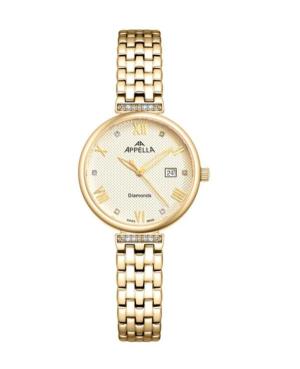 Women Classic Analog Swiss Quartz Watch APPELLA Gold color Dial 30mm L50006.1181DQ