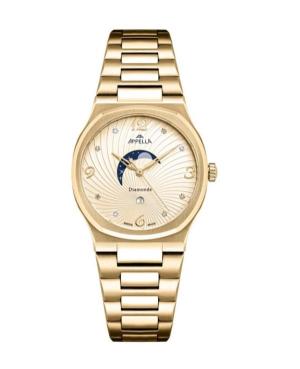 Women Classic Analog Swiss Quartz Watch APPELLA Gold color Dial 33mm L32006.1171DQS