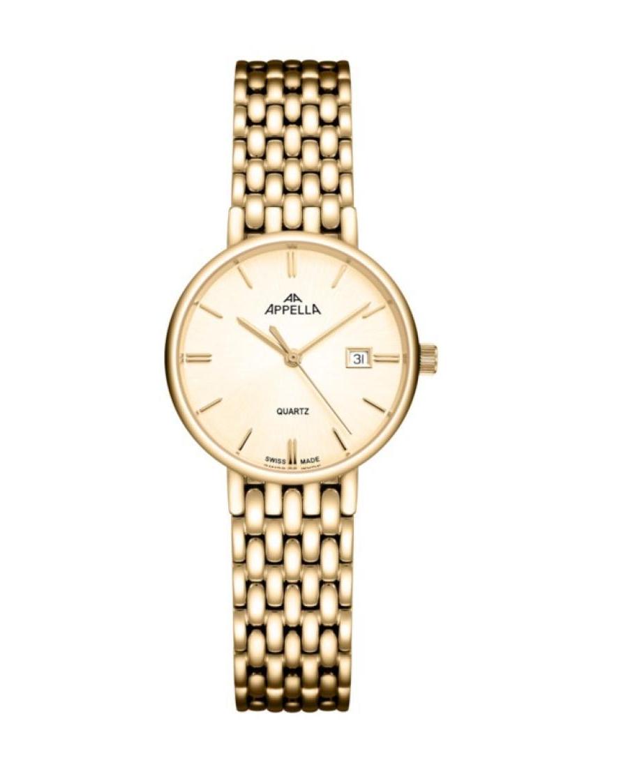 Women Classic Analog Swiss Quartz Watch APPELLA Gold color Dial 30mm L32007.1111Q