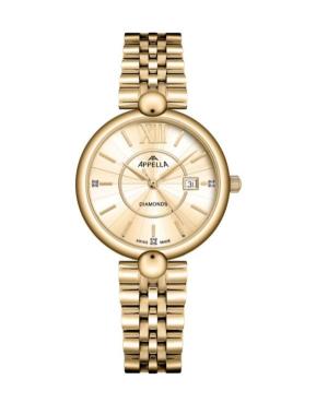 Women Classic Analog Swiss Quartz Watch APPELLA Gold color Dial 31.2mm L50011.1161DQ