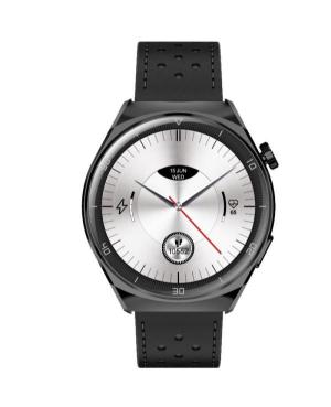Mężczyźni Moda sportowy Funkcjonalny Smart Zegarek kwarcowy cyfrowe Zegarek GARETT V12 Black leather Czarny Wybierz 49mm