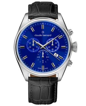 Men Klassisch Swiss Quartz Analog Watch Chronograph CLAUDE BERNARD 10254 3C BUIN Blau Dial 41mm image 2