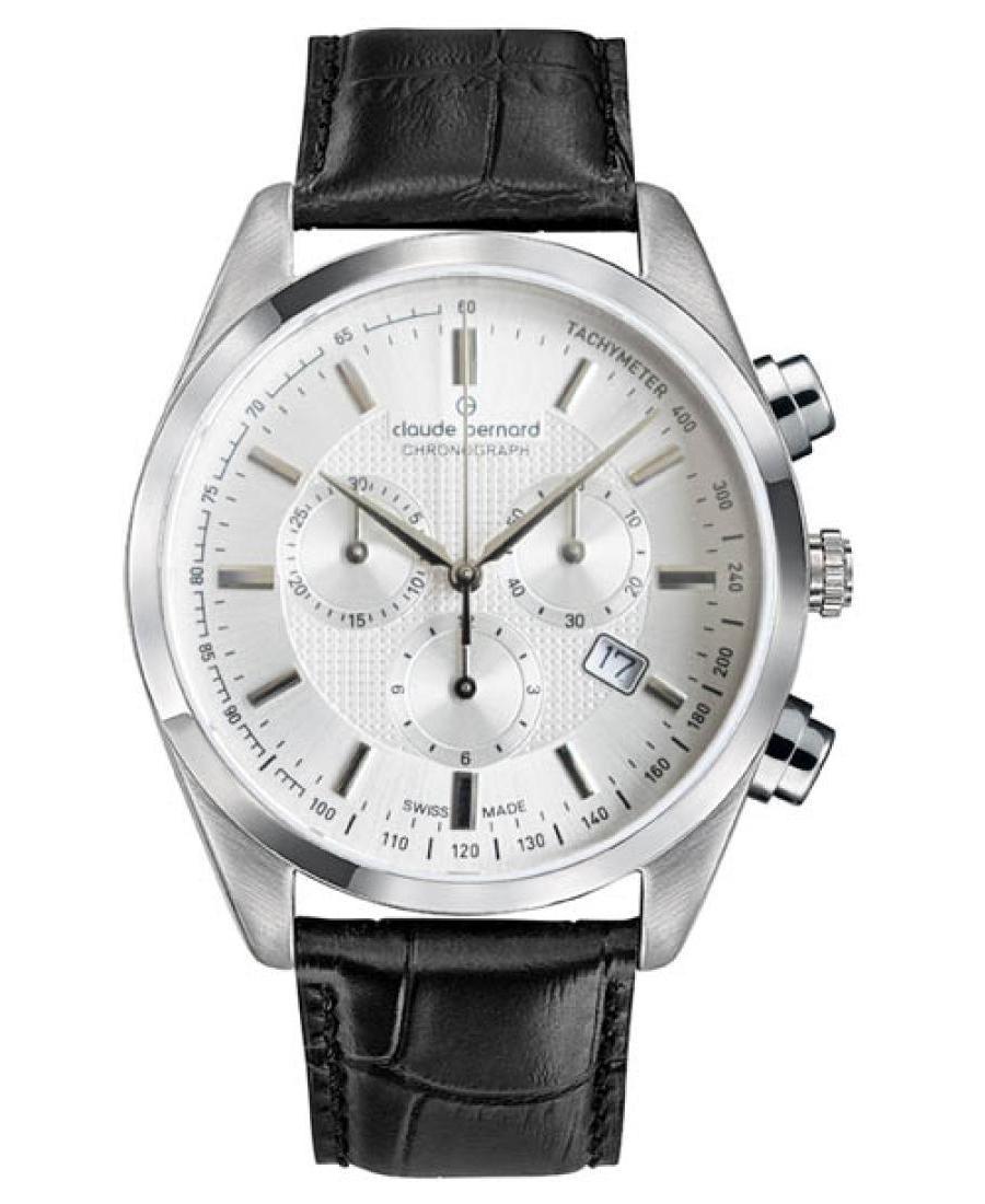 Vyriškas Klasikinis Swiss Kvarcinis Rodyklinis Watch Chronograph CLAUDE BERNARD 10246 3 AIN Balta Dial 42mm