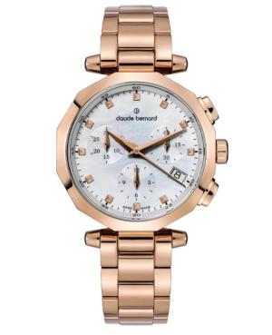Women Classic Swiss Quartz Analog Watch Chronograph CLAUDE BERNARD 10251 37RM NAR Silver Dial 36mm