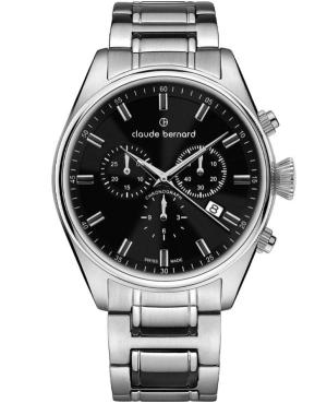 Men Classic Swiss Quartz Analog Watch Chronograph CLAUDE BERNARD 10254 3M NIN Black Dial 41mm