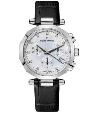 Women Classic Swiss Quartz Analog Watch Chronograph CLAUDE BERNARD 10251 3CN NAN Silver Dial 36mm