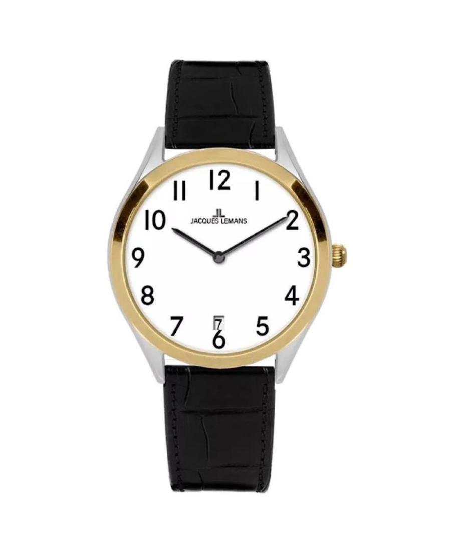 Men Klasické Quartz Analog Watch JACQUES LEMANS 1-2185B Bílá Dial 38mm