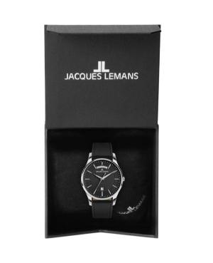 Vyriškas Klasikinis Kvarcinis Rodyklinis Watch JACQUES LEMANS 1-2193A Juodas Dial 40mm image 3