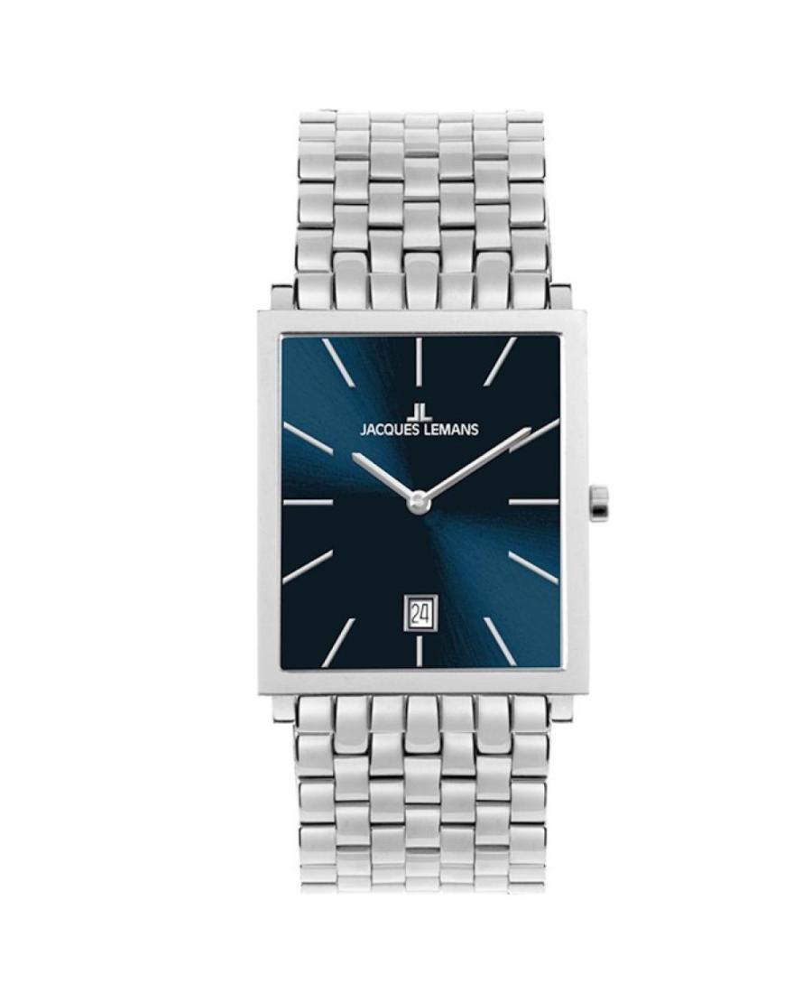 Men Klassisch Quartz Analog Watch JACQUES LEMANS 1-2173H Blau Dial 30mm