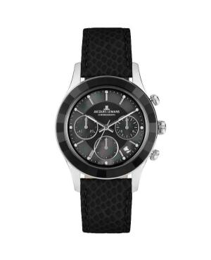 Women Klassisch Quartz Analog Watch Chronograph JACQUES LEMANS 1-2151A Schwarz Dial 38mm