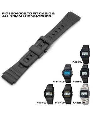 Watch Strap CASIO 71604002 Plastic / Rubber czarny Tworzywo sztuczne/guma 22 mm Czarny 18 mm image 1
