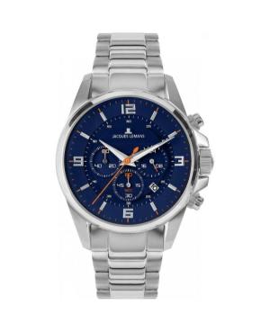 Men Sports Quartz Analog Watch Chronograph JACQUES LEMANS 1-2118F Modrá Dial 44mm