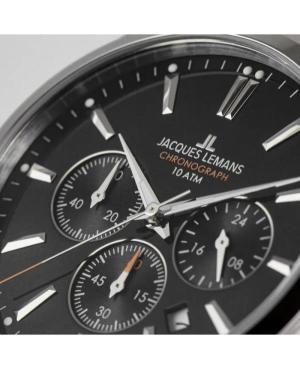 Vyriškas Sportinis Klasikinis Kvarcinis Rodyklinis Watch Chronograph JACQUES LEMANS 1-1945.1D Juodas Dial 42mm image 5