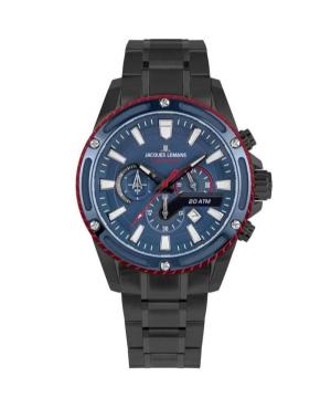 Mężczyźni klasyczny sportowy Diver kwarcowy analogowe Zegarek Chronograf JACQUES LEMANS 1-2141G Niebieska Wybierz 48mm