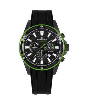 Men Sports Diver Quartz Analog Watch Chronograph JACQUES LEMANS 1-2141C Schwarz Dial 48mm