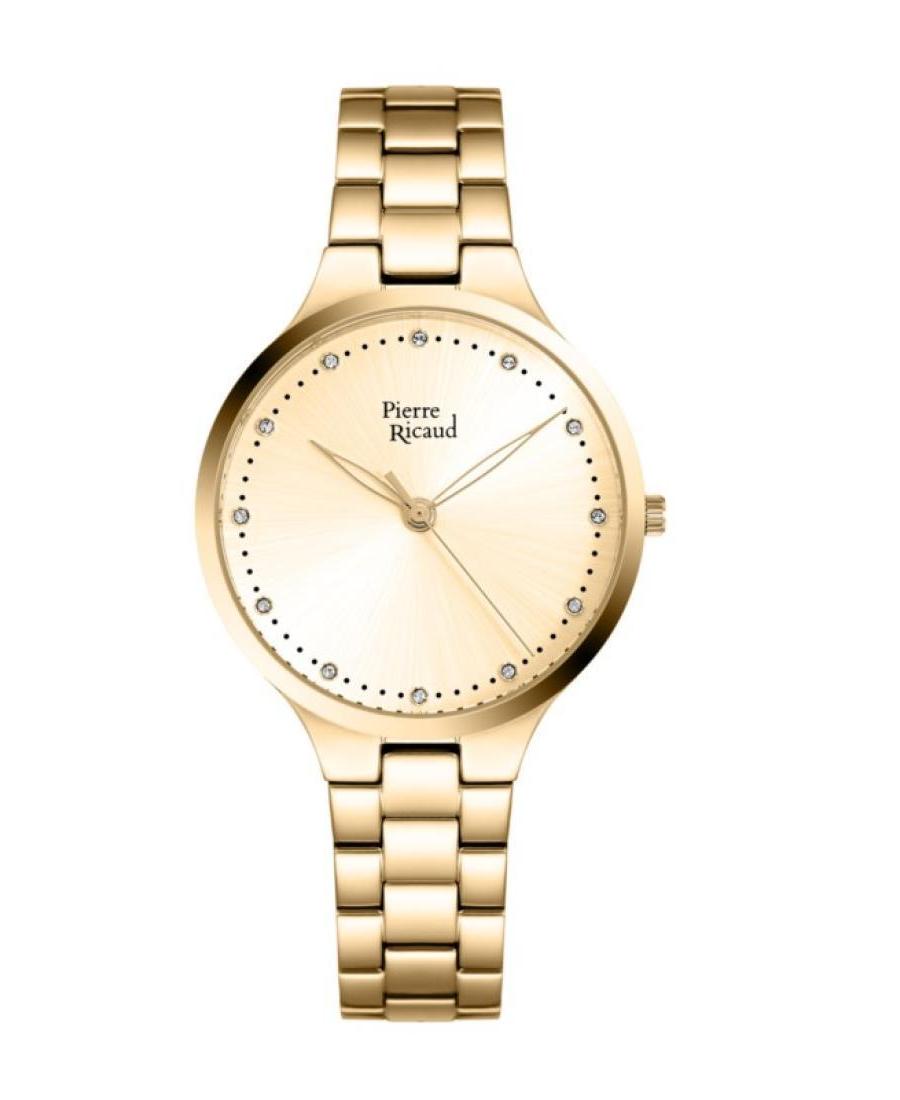 Women Classic Analog Quartz Watch PIERRE RICAUD Gold color Dial 36mm P22076.1141Q