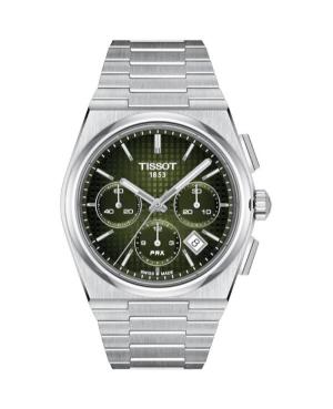 Men Classic Luxury Swiss Automatic Analog Watch Chronograph TISSOT T137.427.11.091.00 Green Dial 42mm