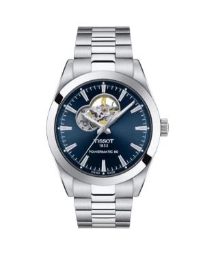 Men Classic Luxury Swiss Automatic Analog Watch Skeleton TISSOT T127.407.11.041.01 Blue Dial 40mm