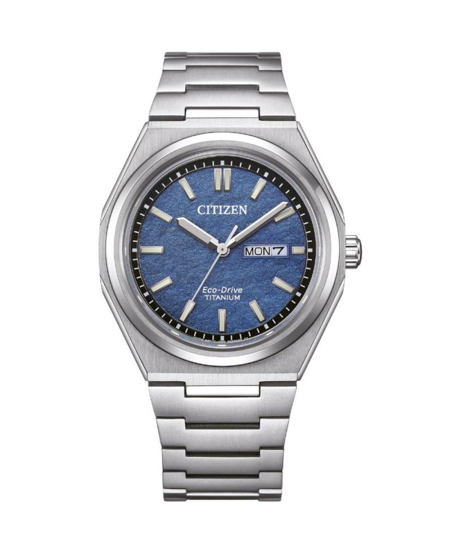 Men Klasické Japan Eco-Drive Analog Watch CITIZEN AW0130-85LC Modrá Dial 39.5mm