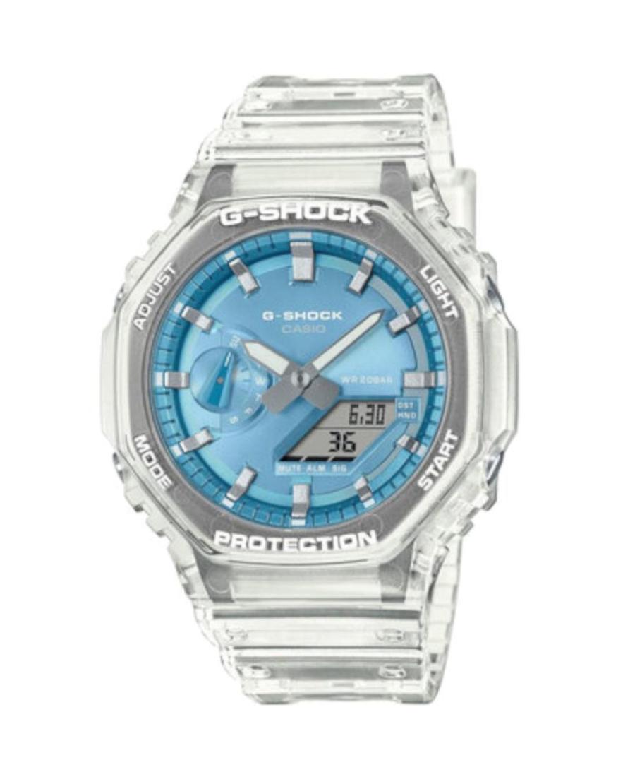 Men Sports Functional Diver Japan Quartz Digital Watch Timer CASIO GA-2100BM-7A2ER G-Shock Modrá Dial 45mm