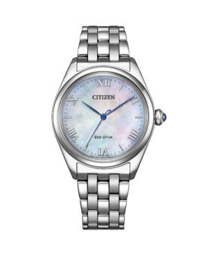 Women Klassisch Japan Eco-Drive Analog Watch CITIZEN EM1140-80D Mother of Pearl Dial 33mm