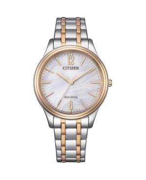Women Klasické Japan Eco-Drive Analog Watch CITIZEN EM0416-78A Bílá Dial