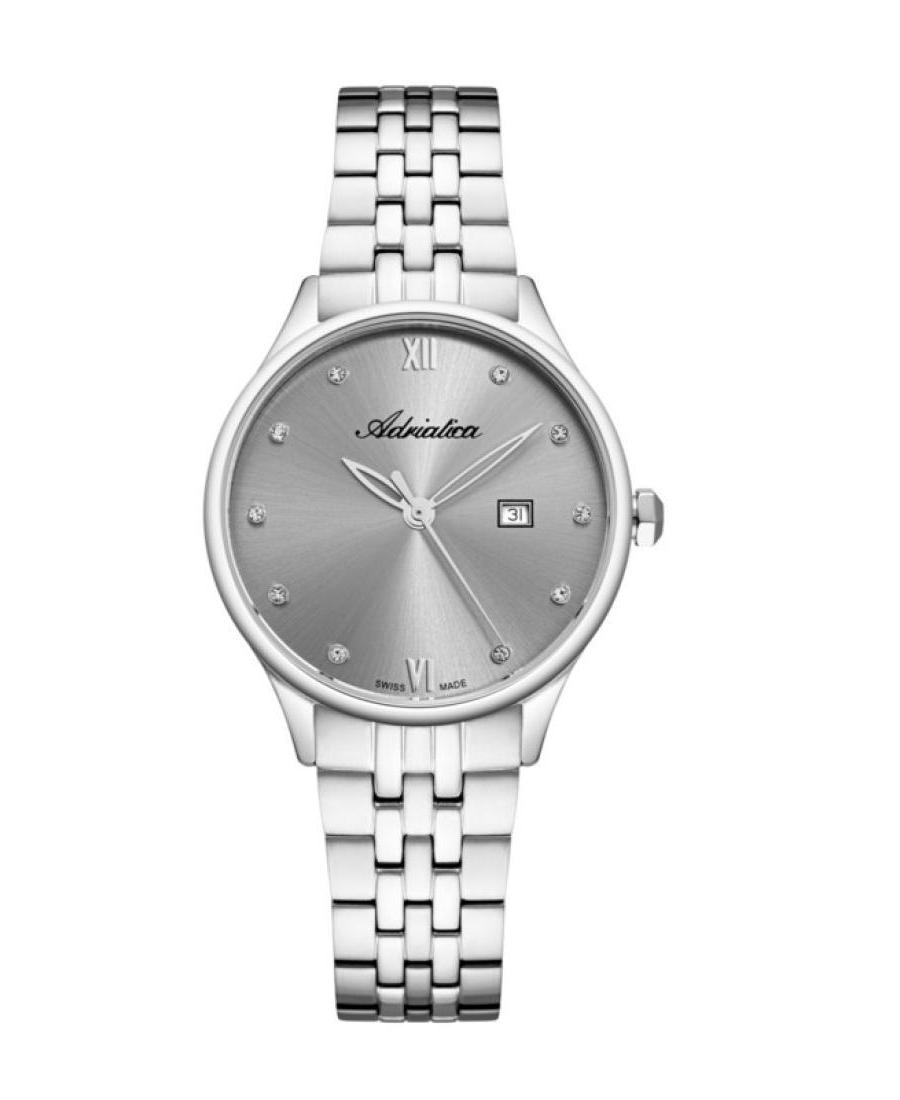 Women Classic Analog Swiss Quartz Watch ADRIATICA Silver color Dial 34mm A3547.5187Q