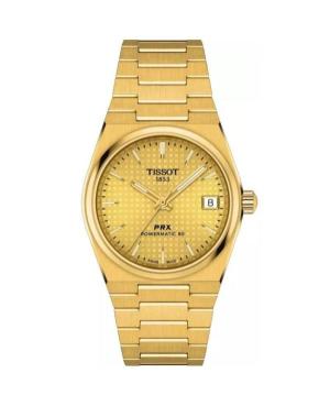 Vyriškas Klasikinis Luxury Swiss Kvarcinis - elektroninis, Solar Rodyklinis Watch TISSOT T137.207.33.021.00 Gold color Dial 35mm